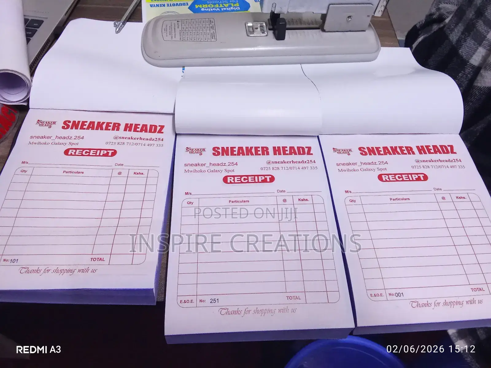 Custom Receipt/Delivery/Invoice Books✓