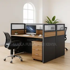 2-way Brown Modular Office Workstation