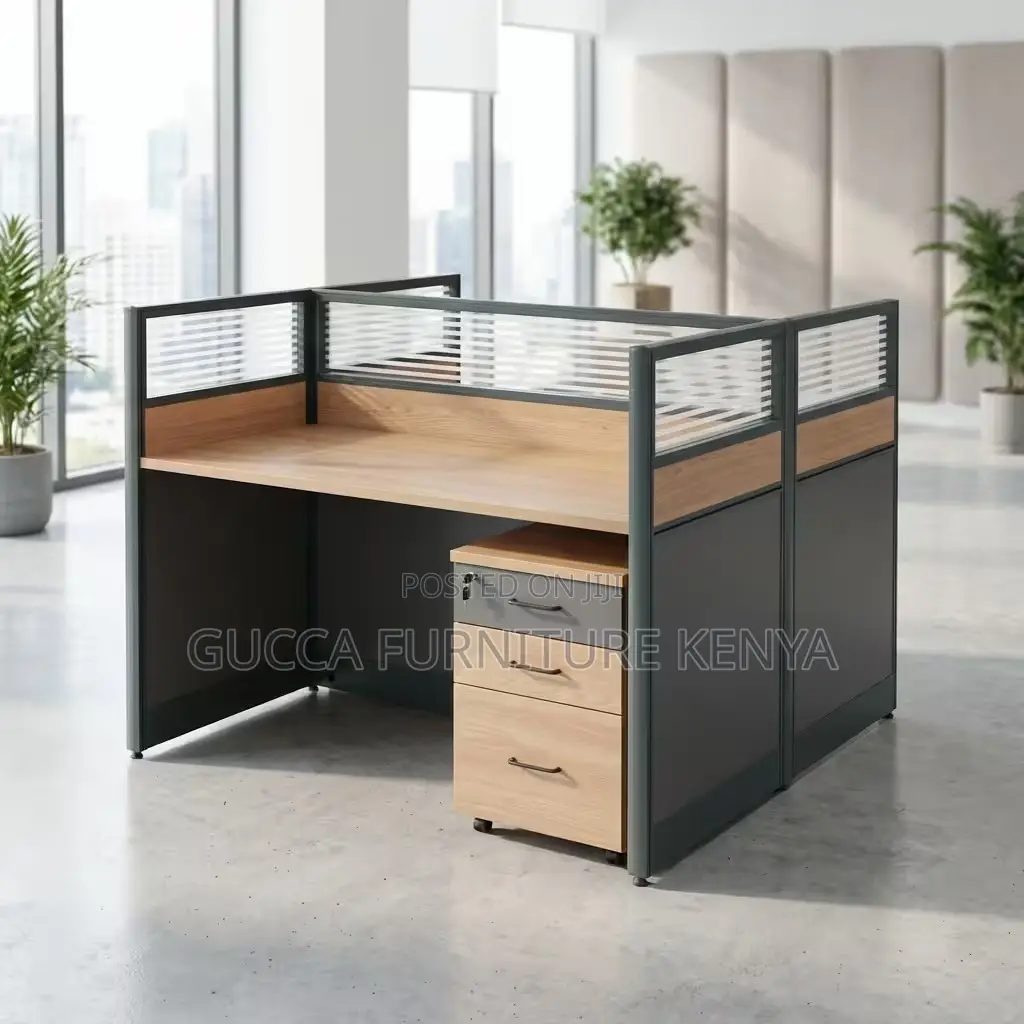 2-way Brown Modular Office Workstation