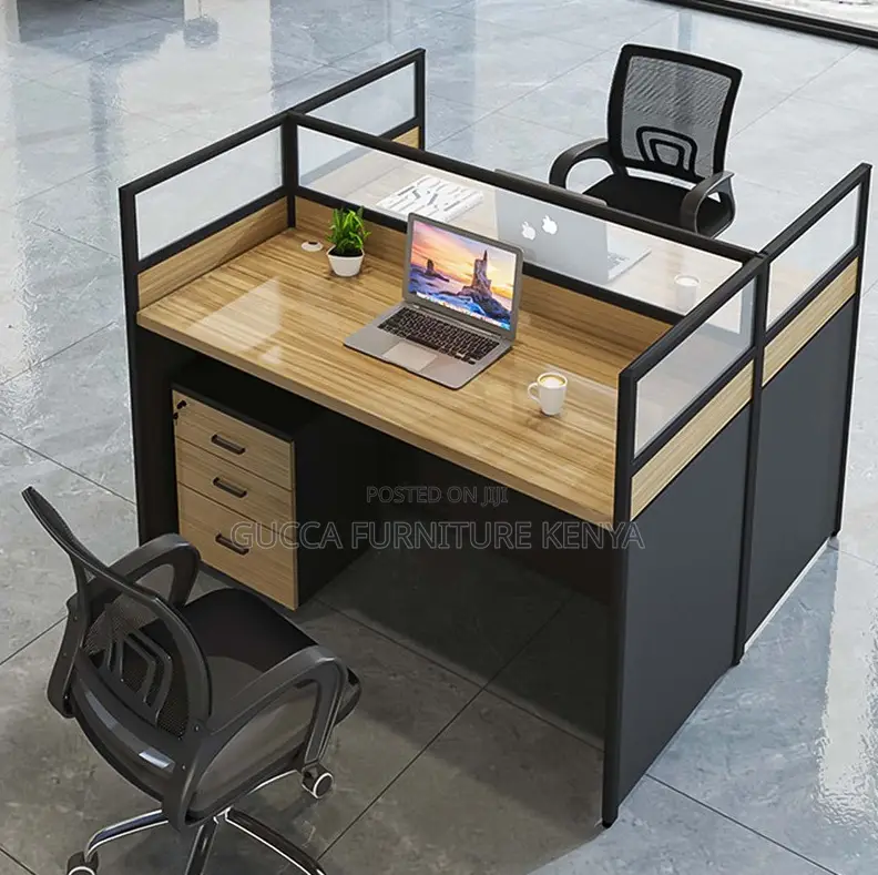 2-way Brown Modular Office Workstation