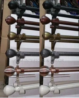 Jua Kali Curtain Rods in Antic, Copper, Silver and Brass