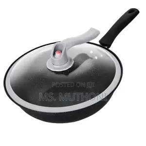 32cm Non-Stick Wok Pan With a Glass Lid and Pressure Release Feature,