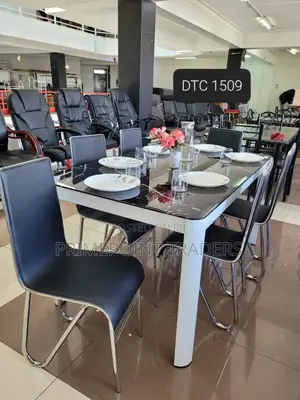Executive Marble Glass Top Six Sitter Dinning Table