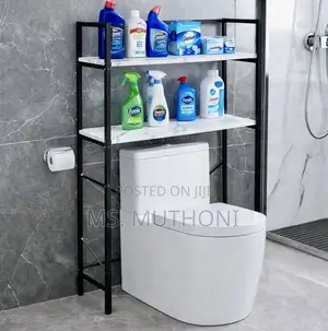 White / Black 2-Tier Over-the-Toilet Storage Rack