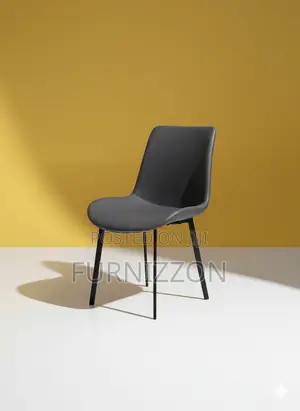 Dark Grey Padded Dining Chair With Aluminium Stand