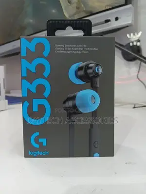 Logitech G333 Gaming Earphones in Black and Blue.