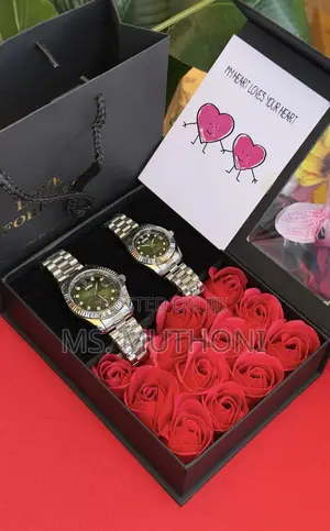 Couples Birthday Gift Rolex Roses Watch Set
