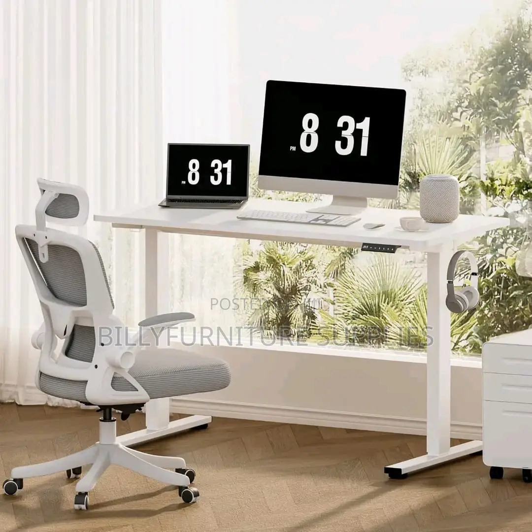 White Adjustable Height Table