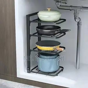 Multi-Tier, Adjustable Pot and Pan Organizer Rack.