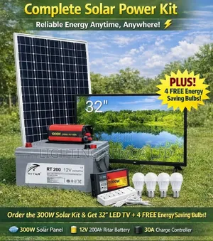 300w Solar - 200ah Battery - 1200w Inverter - 32" Smart Tv Full Solar