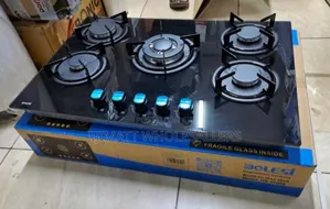 Bolesi Inbuilt 5 Burner Full Gas Tampared Glass Cooker