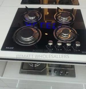 Bolesi Hob 4 Gas Burners Inbuilt Glass Tampared Gas Hod