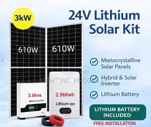 3.6kw Inverter - 2.56kwh Lithium -(2)625w Solar Free Installation