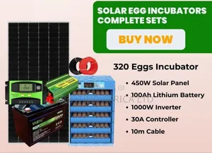 320 Eggs Incubator - 450w Solar -100ah Battery Lithium -1000w Inverter
