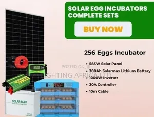 256 Eggs Incubator - 585w Solar Full Offgrid - 300ah Lithium Battery