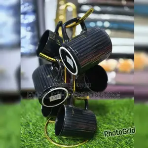 Black Ribbed Ceramic Mugs