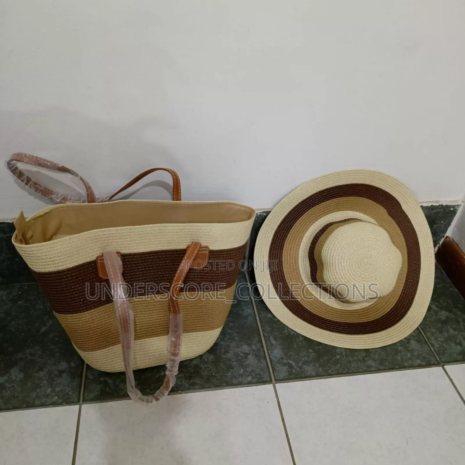 Summer Straw Woven Beach Bag and Hat
