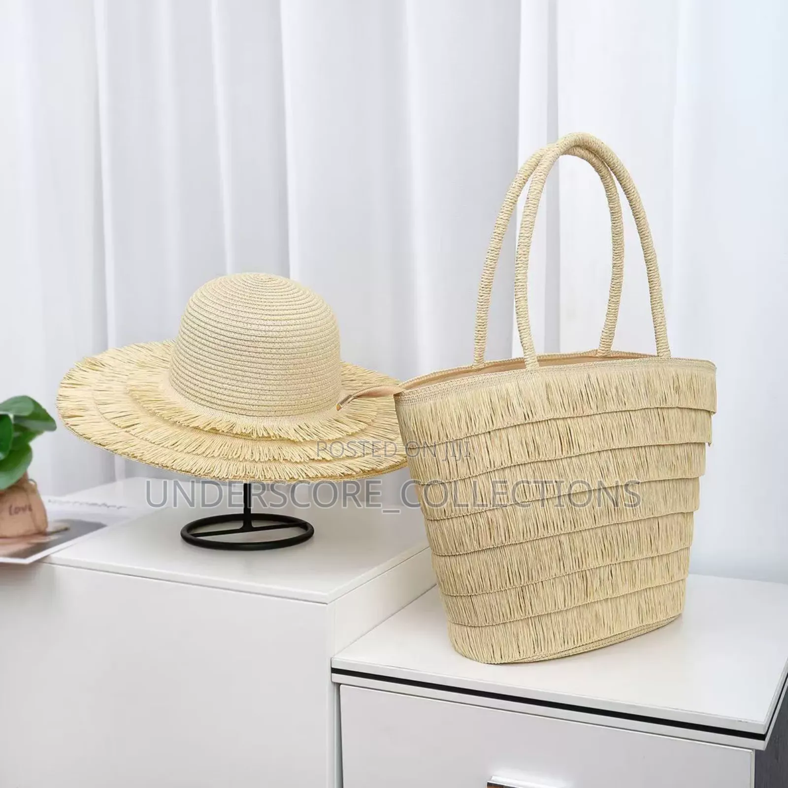 Summer Straw Woven Beach Bag and Hat