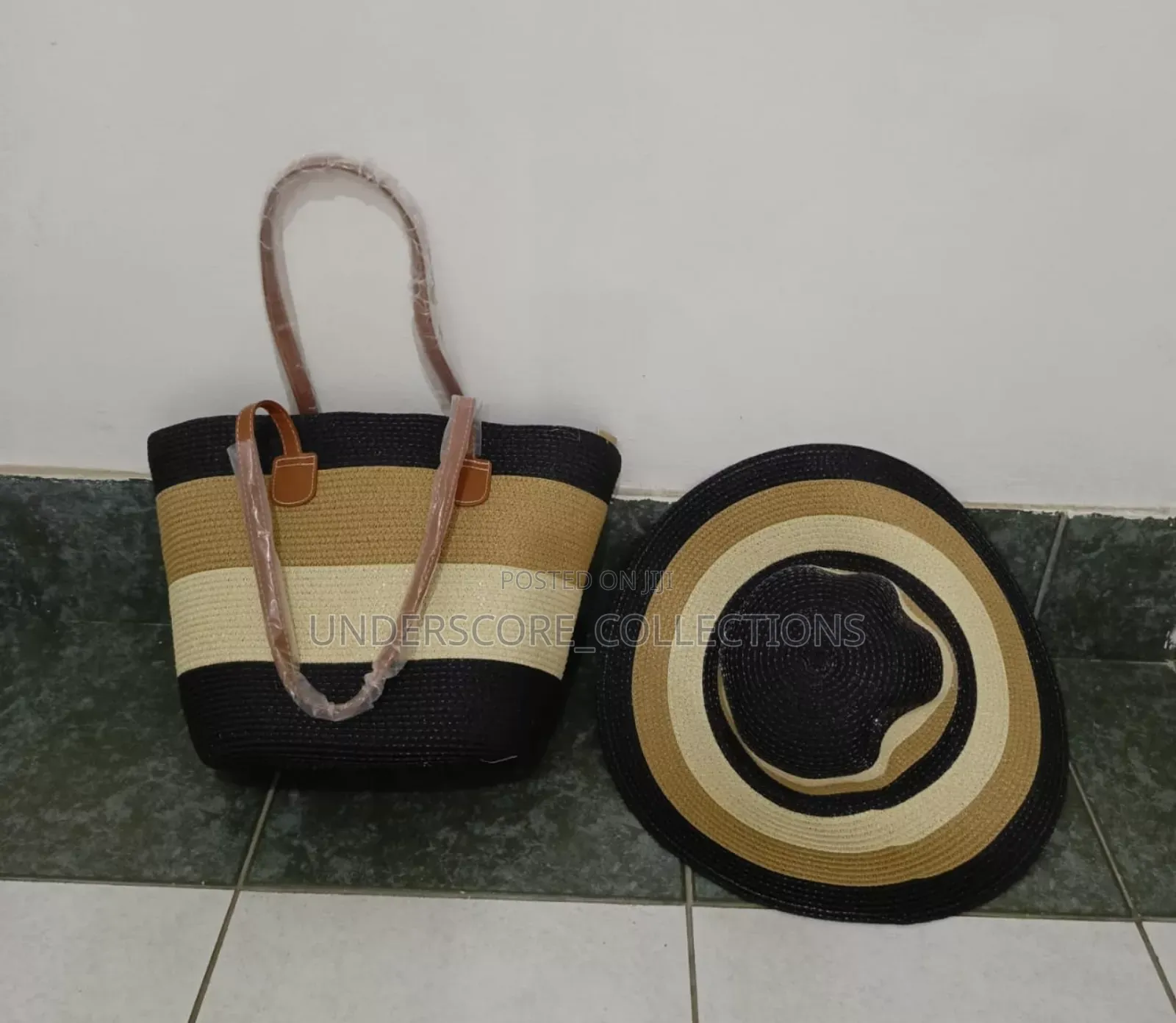 Summer Straw Woven Beach Bag and Hat