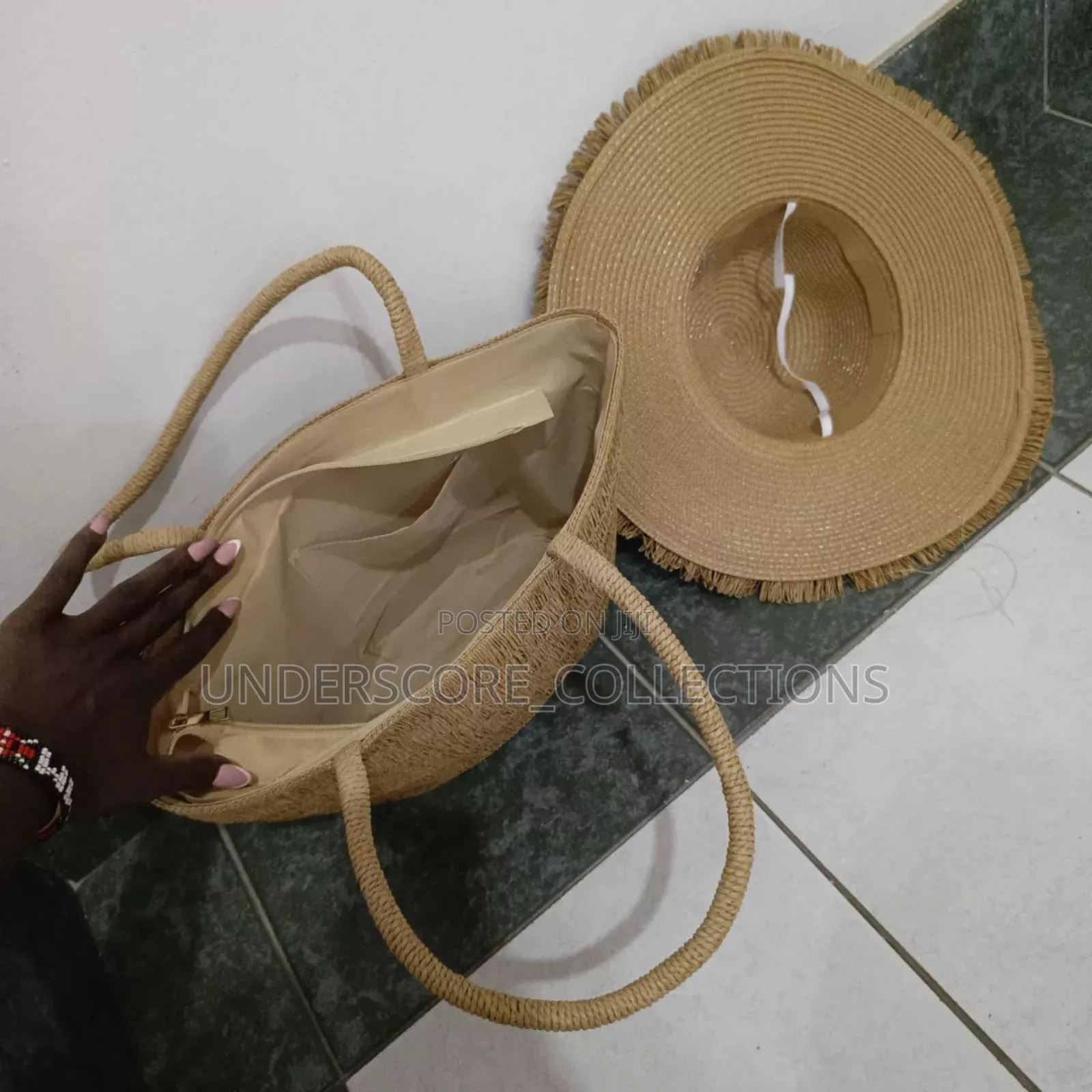 Summer Straw Woven Beach Bag and Hat
