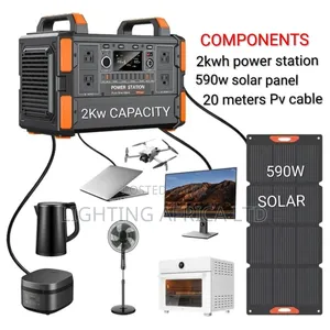 2kw Portable Power Station - 590w Solar Panel - 20 Meters Solar Cable