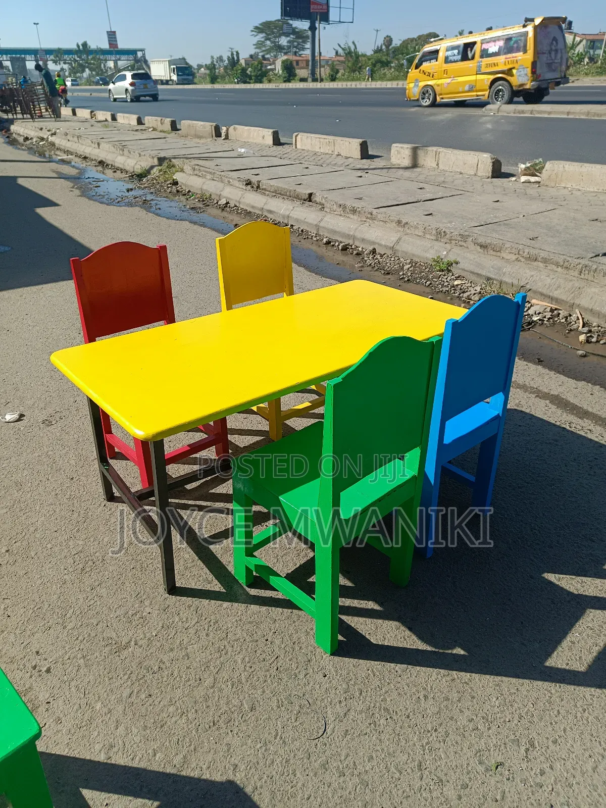 Kindergarten Set, 4 Chairs and Table, Different Colours 