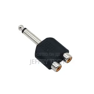 Single 6.35mm Male to 2 Rca Female Dual Splitter Interface Audio Conne