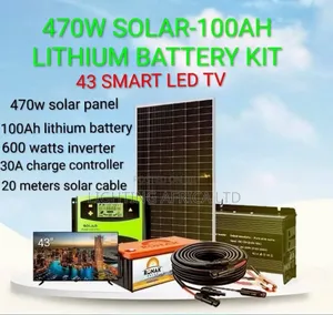 43" Smart Tv Solar Kit(470w Solar +100ah Lithium Batt + 600w Inverter)