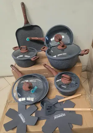 New Inn16 PCS Donnor Berry Granite Nonstick Cookware Set