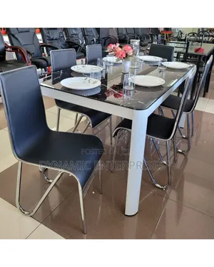 Executive Marble Glass Top Six Sitter Dinning Table