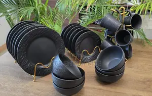 24 Pieces High Quality Black Dinner  Set