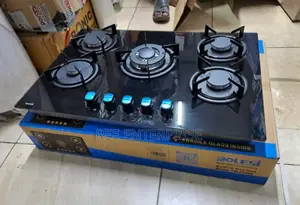 *Bolesi* Inbuilt 5 Burner Full Gas Tampared Glass Cooker