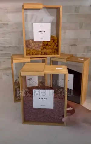 1 Pc Bamboo Cereals Storage Container*
