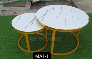 *White* Nesting Coffee" Table Marble Effect (Mdf