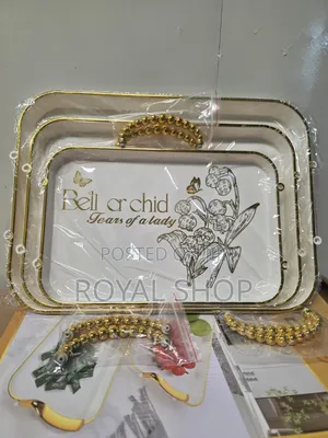 Acrylic 3pc Tray Bell With Golden Handles