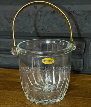 1l Heavy Glass Ice Cube Bucket Stainless Steel Handle