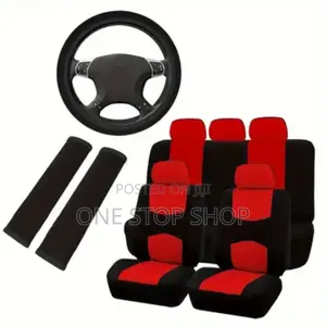 Red Black 5 Seater Full Set Washable Seat Cushions