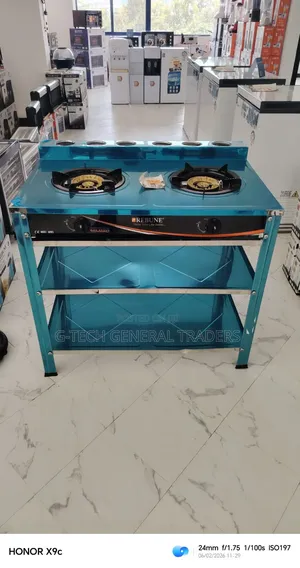 Rebune 2 Burner Gas Stove With Storage Shelves