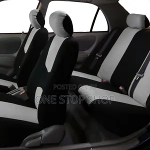 5 Seater Grey Black Seat Cover With Steering Cover and Headrest Covers