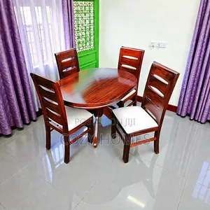 Family Friendly 4 Seater Sining Set With Walnut Vanish