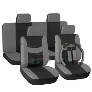 Grey Black Sport Car Interior Fabric Seat Cover Set