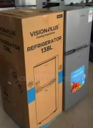 Vision Plus 138 Litres Double-Door Fridge – Grey (Lockable Door)