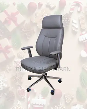 Grey High-Back Executive Leather Chair | Chrome Base Stability