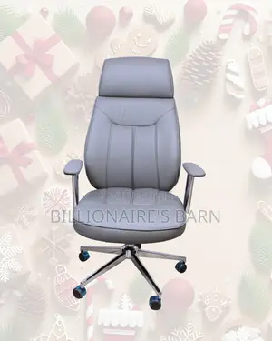 Grey High-Back Executive Leather Chair | Chrome Base Stability