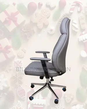 Grey High-Back Executive Leather Chair | Chrome Base Stability