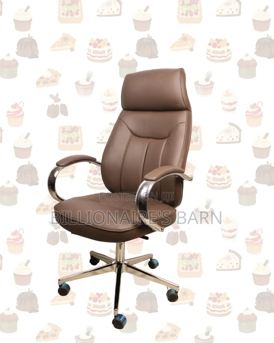 Executive Leather Chair • Comfort Meets Style, Chrome Base Stability
