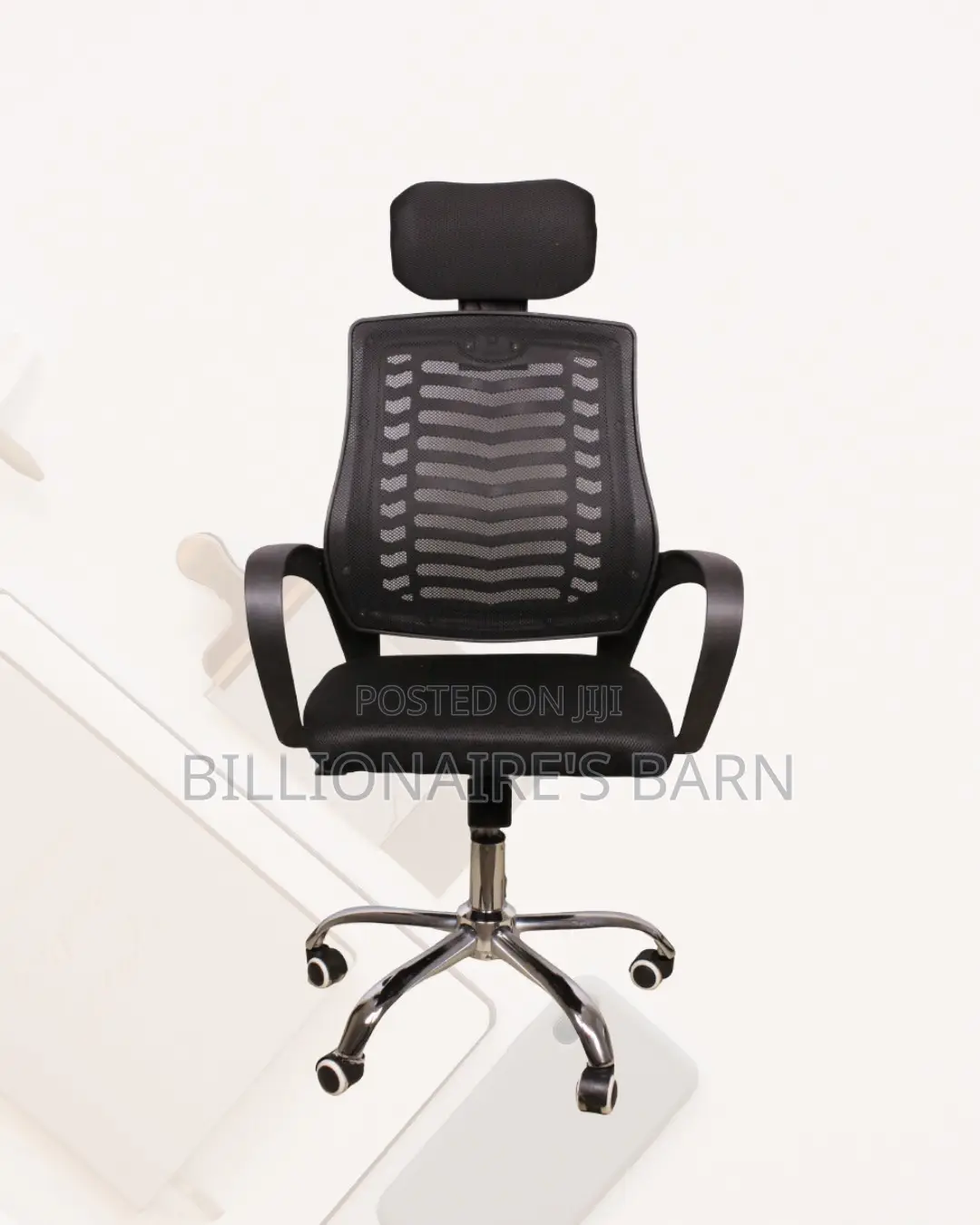 Secretarial Work Chair With Mesh Back — Posture Support, Headrest