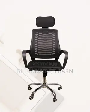 Secretarial Work Chair With Mesh Back — Posture Support, Headrest