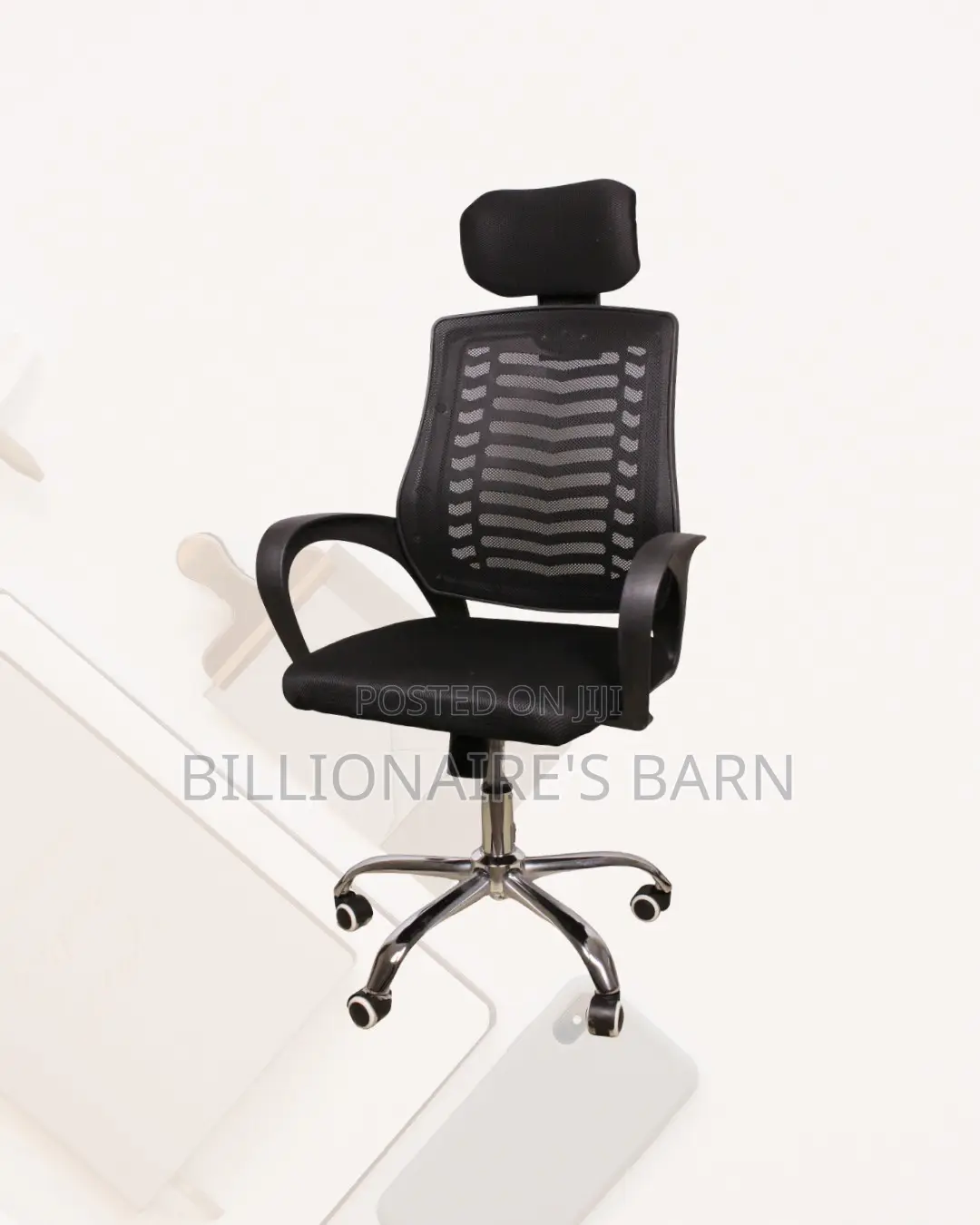 Secretarial Work Chair With Mesh Back — Posture Support, Headrest