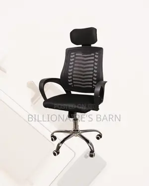 Secretarial Work Chair With Mesh Back — Posture Support, Headrest